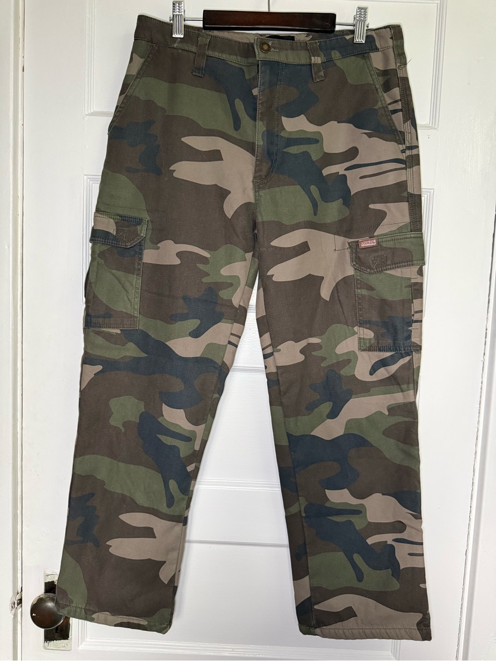 Stanley Fleece-Lined Men's Canvas Camo Cargo Pants Hunting Fishing Sz 34x30